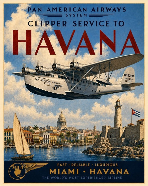 1930s Pan Am Havana Poster Print