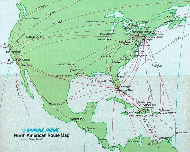 Pan Am 1989 North American Route Map Print