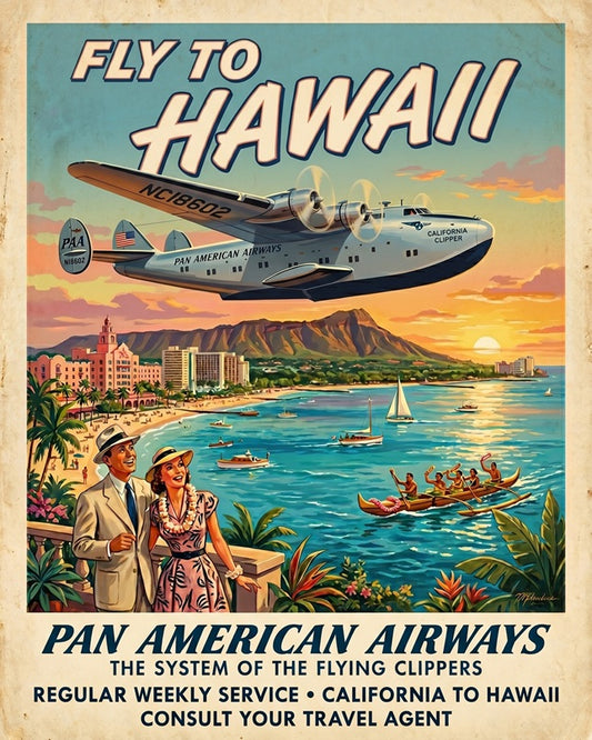 1940s Pan Am Hawaii Poster Print