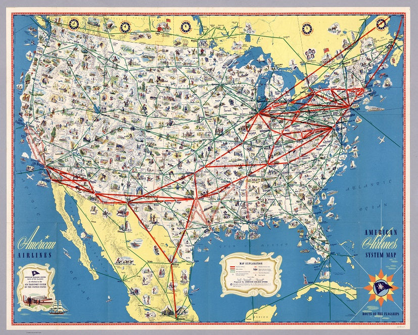 1946 AA Route Map – Shop Airliners