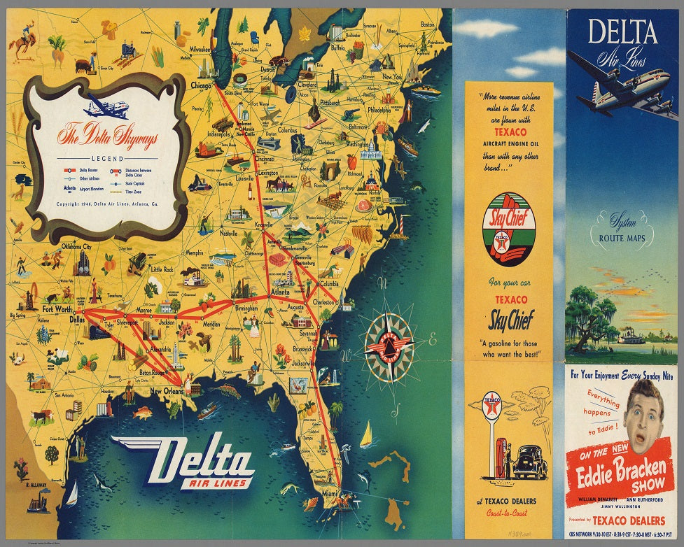 1946 Delta Air Lines Route Map